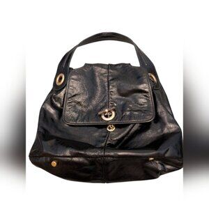 YSL Rive Gauche Capri Patent Leather Black Bucket Bag